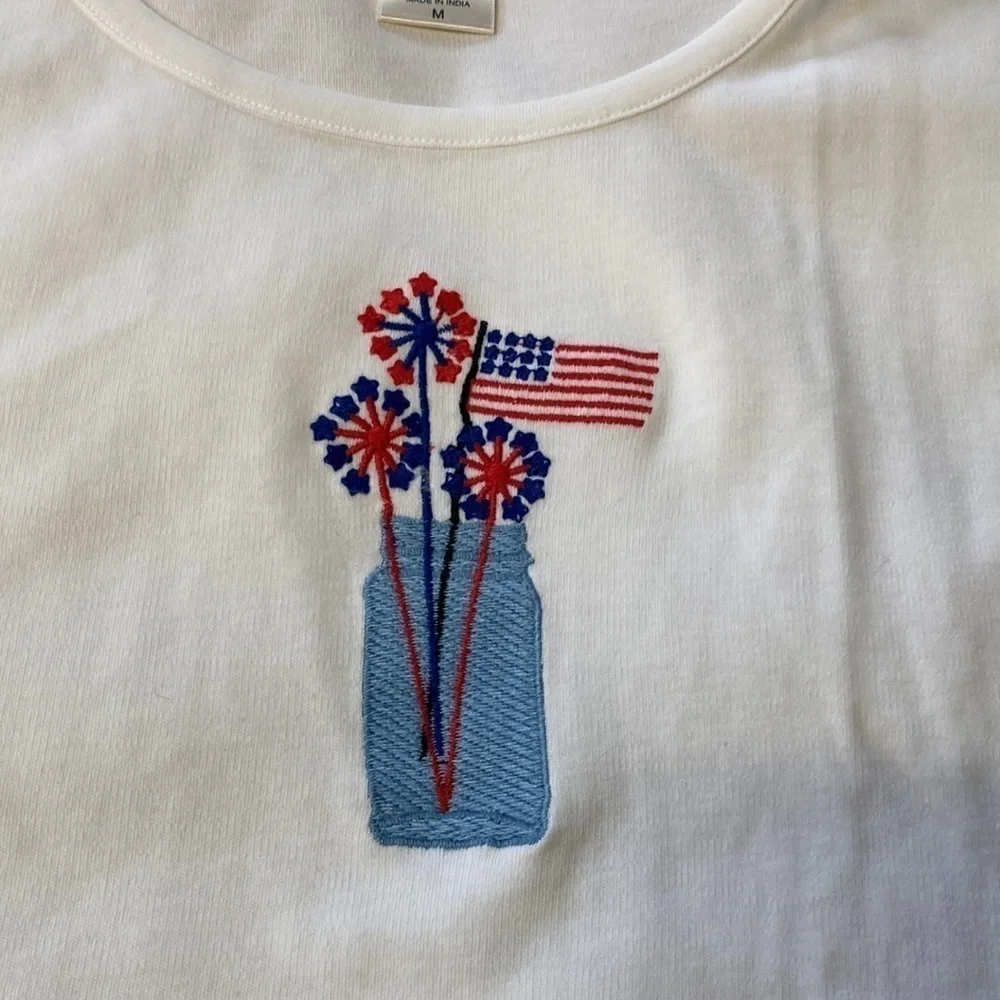 Blair white tank with with patriotic embroidery size M